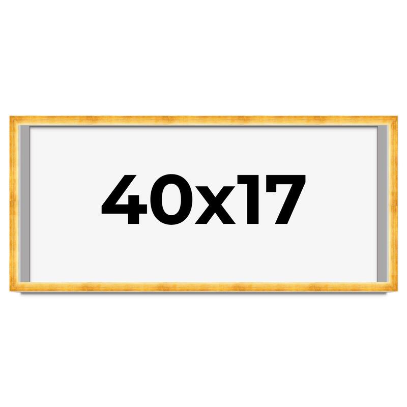 40x17 Shadow Box Frame Gold | 1.625 Inches Deep Real Wood Traditional