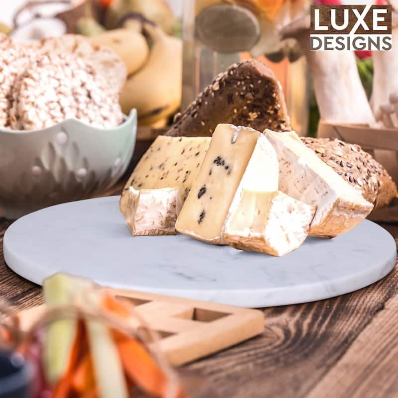HomeRoots 12" Wood and Marble Cheese Board and Knife Set