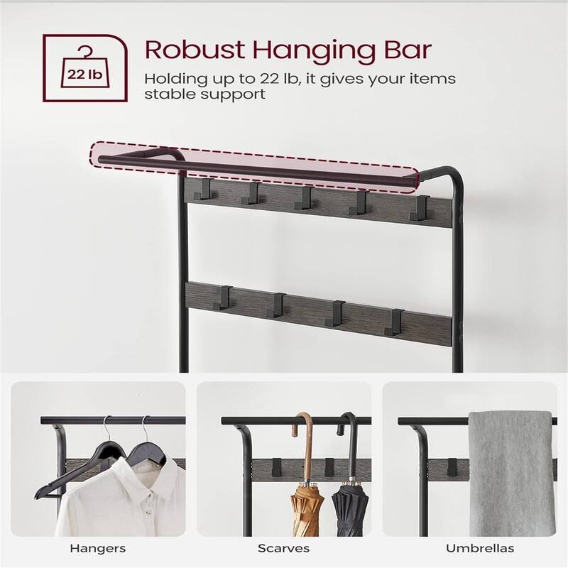 Entryway Bench with Coat Rack
