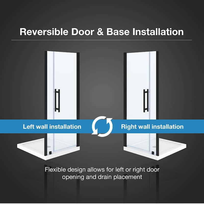 OVE Pasadena Alcove Frameless Pivot Shower Door Kit with Base Pan, 2025