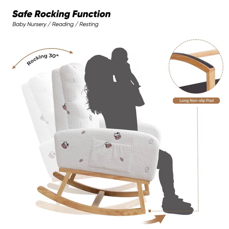 HOMYKA 28" Wide Rocking Chair for Nursery with Solid Wood Leg