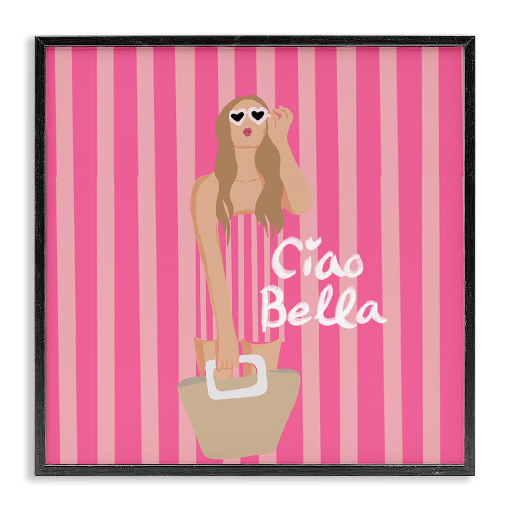Stupell Pink Striped Glam Girl Framed Giclee Art Design By Chen Alyesh