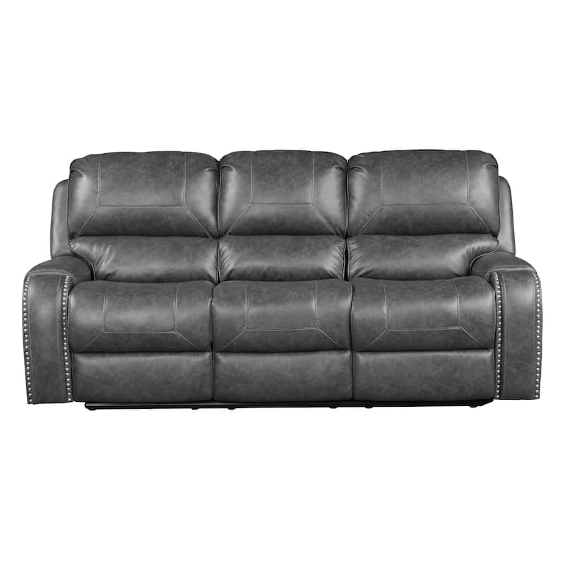 Roundhill Furniture Achern Faux Leather-Air Nailhead Manual Reclining 3-Piece Sofa Set