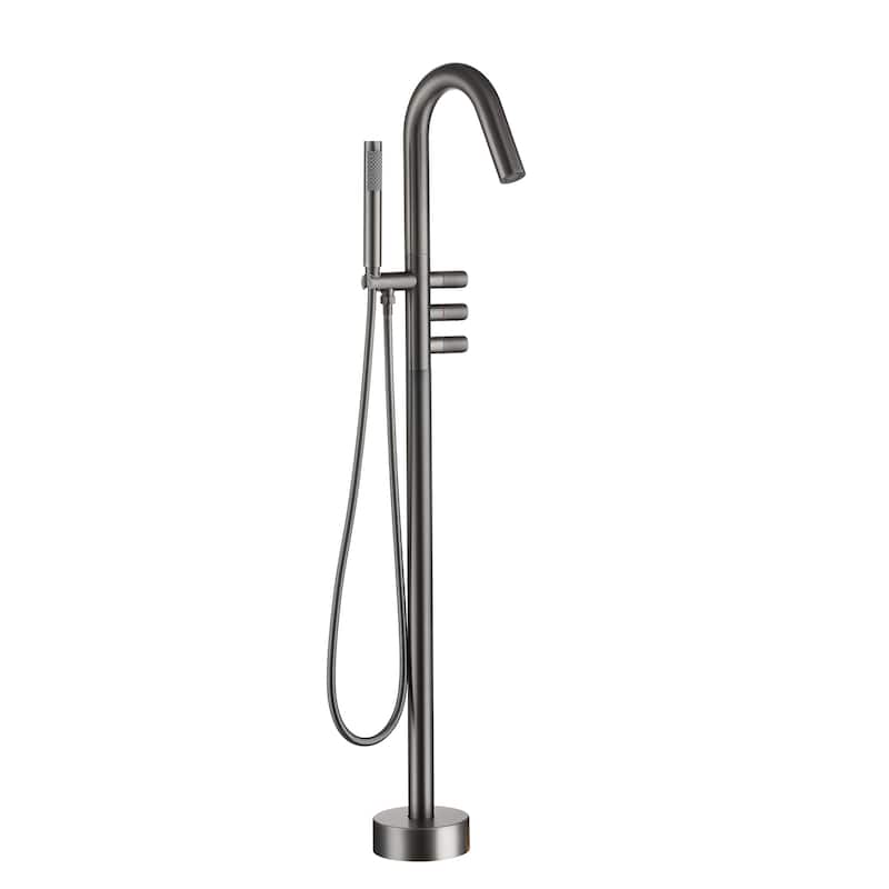 Freestanding Floor Mount 3-Handle Bath Tub Filler Faucet with Handheld Shower