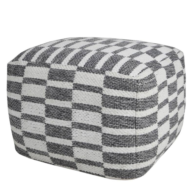 HomeRoots 18" Gray 100% Cotton Ottoman