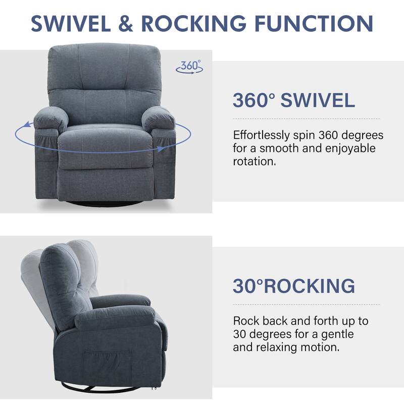 Recliner Chair,360 Degree Rotating Swing Single Sofa Chair, Equipped with Soft Cushion and Backrest, Comfortable Armchair