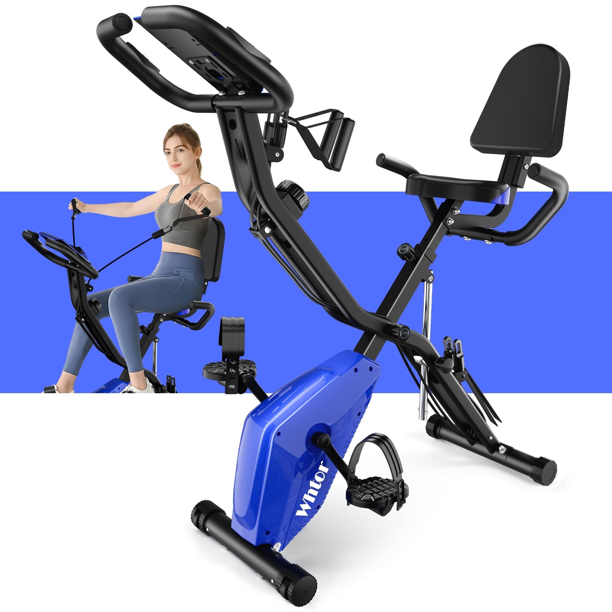 Wenoker Foldable Exercise Bike - 16-Level Magnetic Resistance, LCD Display, App Supported, For Home Gym-1107758