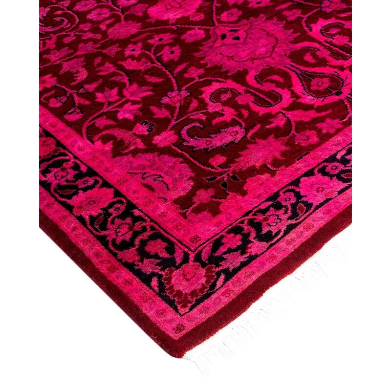Overton Hand Knotted Wool Vintage Inspired Modern Contemporary Overdyed Pink Runner Rug - 2' 7" x 10' 2"