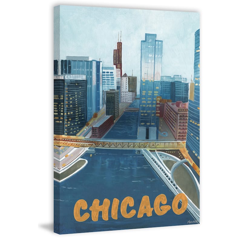 'Chicago Waterway' Painting Print on Wrapped Canvas