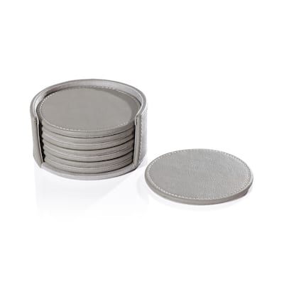 Ruvo 8-Piece Set Leather Coasters