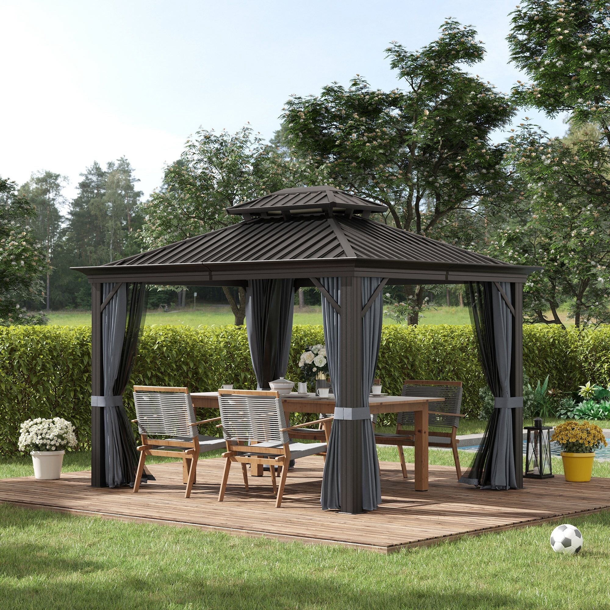 ビーツ12 kg Outsunny 12' x 10' Hardtop Gazebo Galvanized Steel Canopy