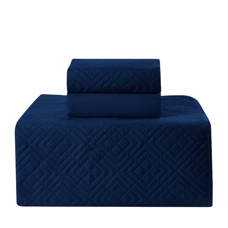 Clara Clark Diamond Weave Toddler Bedding Set, 3PC Bedspread Set - All Season Quilted Comforter, Fitted Sheet, and Pillow Sham