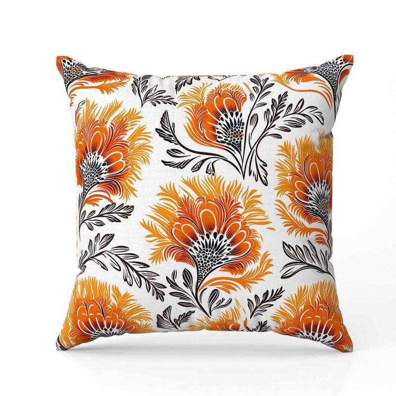 Whimsical Wilds Faux Suede Reversible Throw Pillow White and Orange