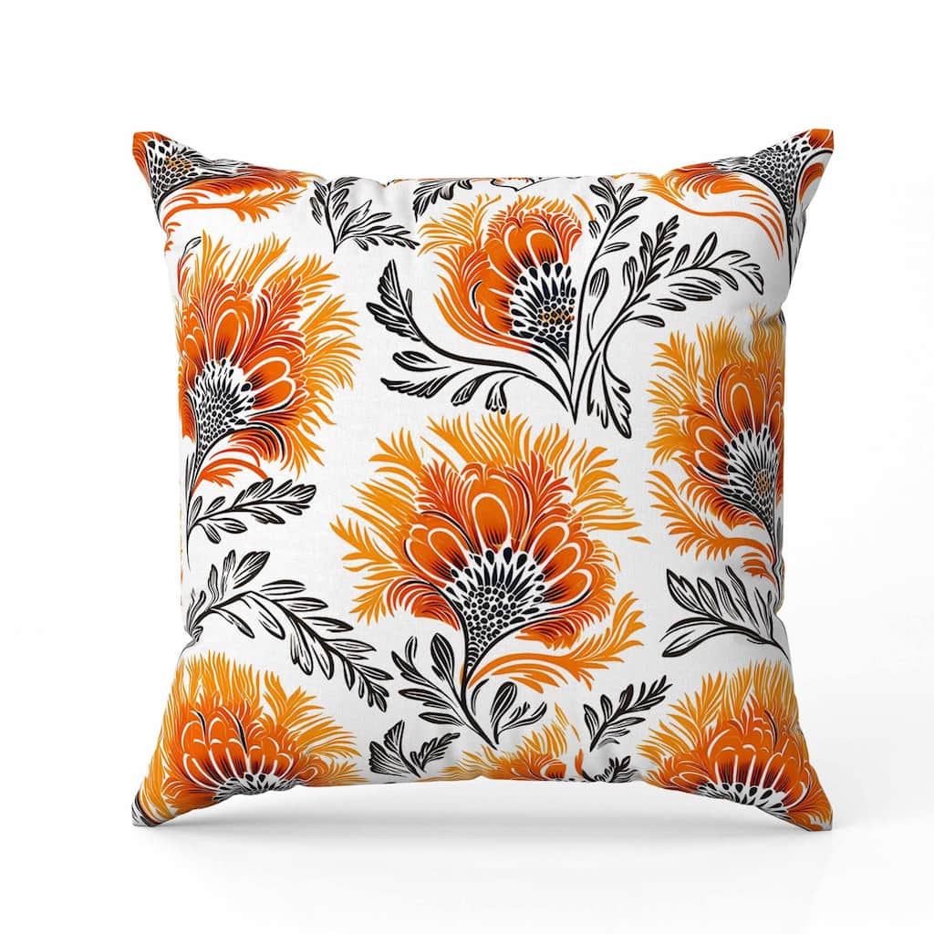 Whimsical Wilds Indoor/Outdoor Reversible Throw Pillow White and Orange