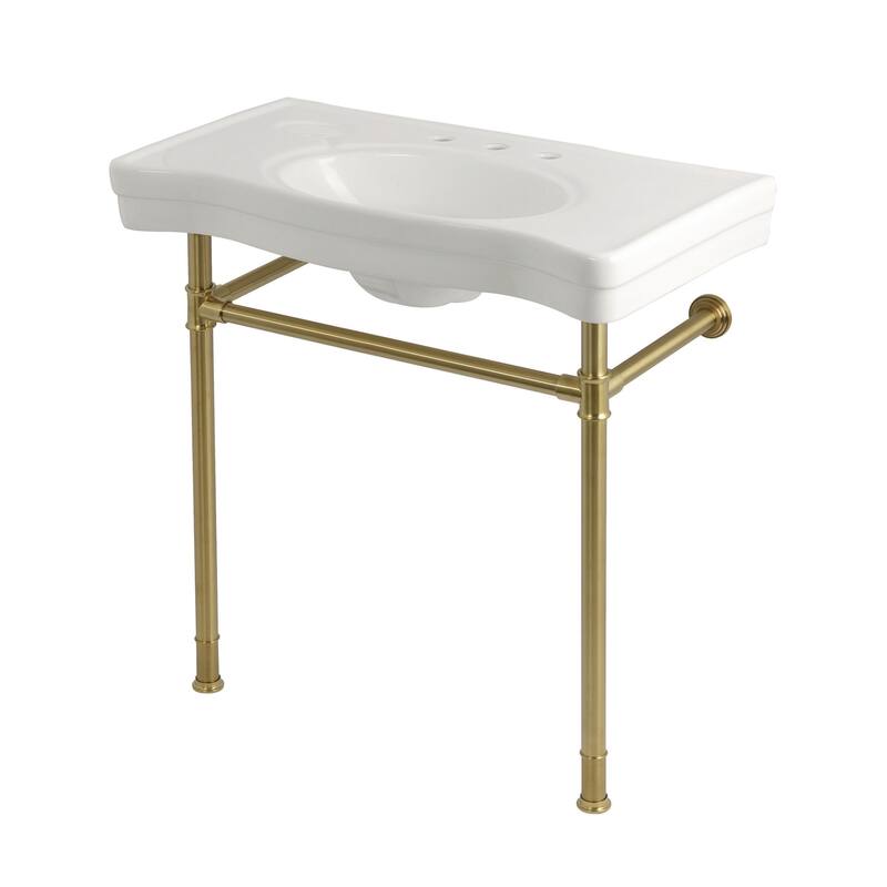 Kingston Brass KVPB36198.38 Imperial 35-13/16" Rectangular Ceramic and - White / Brushed Brass