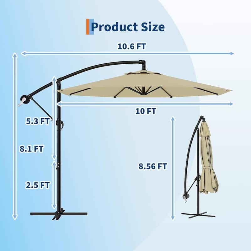 10FT UV Protection Cantilever Umbrella Outdoor Patio