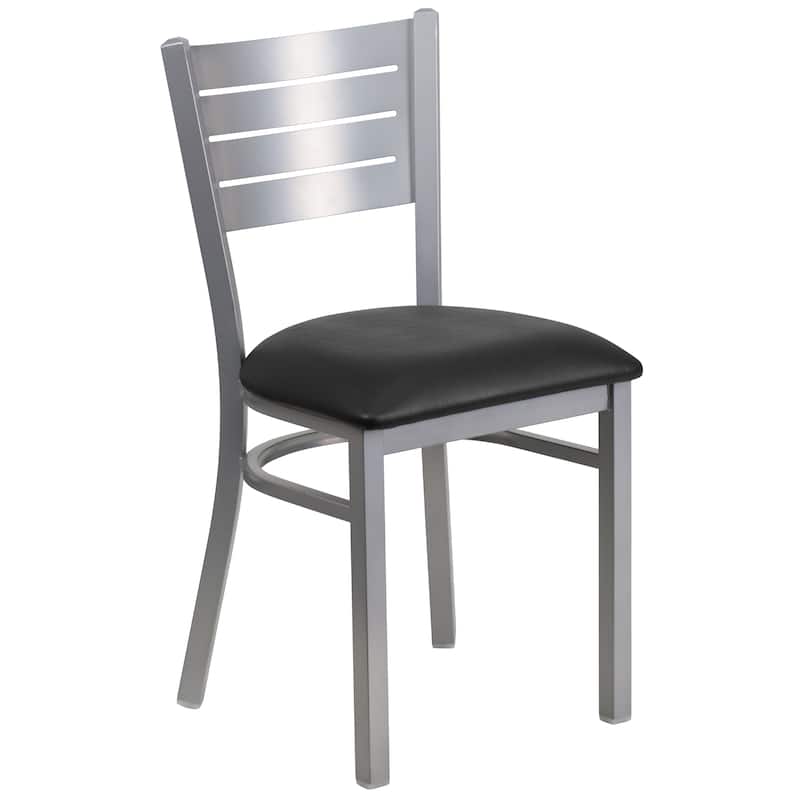 Slat Back Metal Restaurant Chair - 16.5"W x 19"D x 33.5"H - 16.5"W x 19"D x 33.5"H
