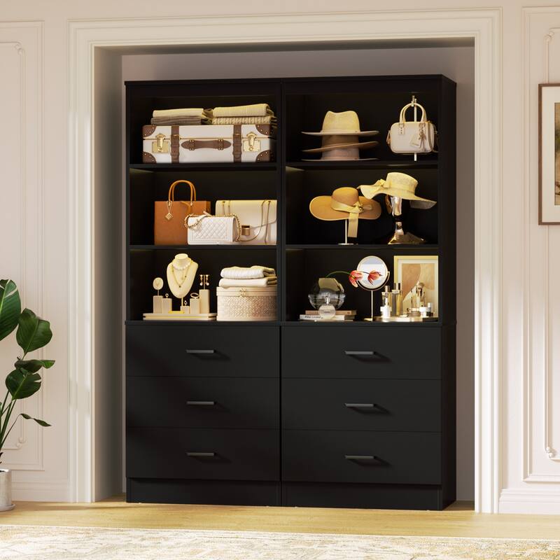 23.6" W Closet System with 3 Wooden Drawers and Storage Shelves, 2FT Sturdy Walk-in Organizer Storage Unit