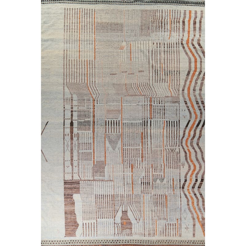 Abstract Moroccan Large Area Rug Handmade Wool Carpet - 11'9" x 15'10"