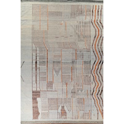 Abstract Moroccan Large Area Rug Handmade Wool Carpet - 11'9" x 15'10"