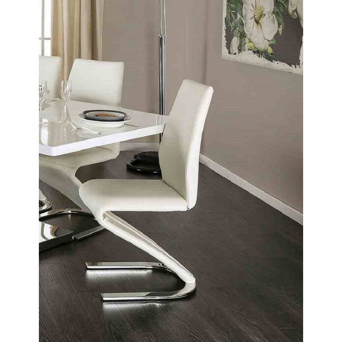 Elegant White Finish Expansion Table and Chairs Dining set