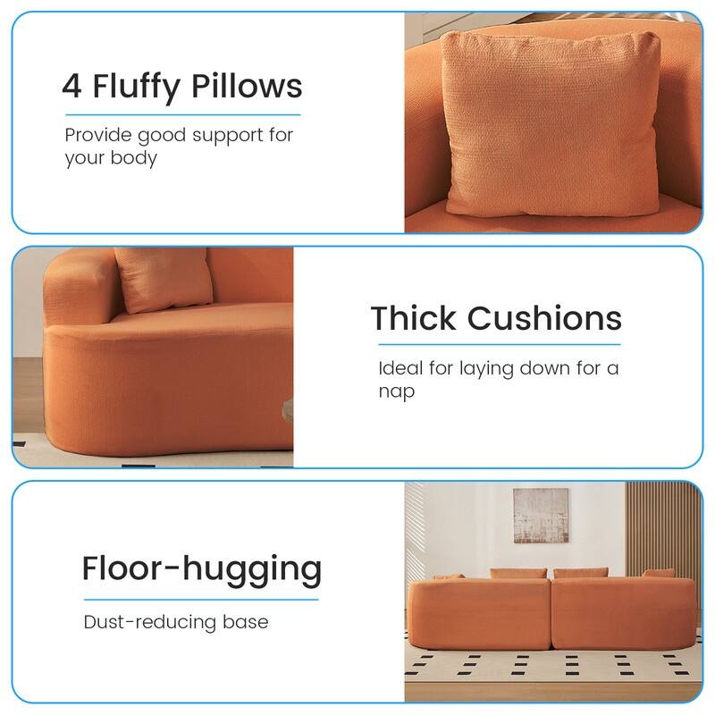 Mixoy 112" Curved Modular Sectional Sofa in Chenille Fabric Modern Minimalist Design Compressed No Assembly Required