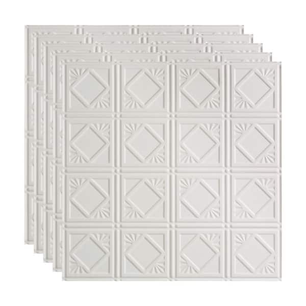 Fasade Traditional Style Pattern 4 Decorative Vinyl 2ft X 2ft Lay In Ceiling Tile In Matte White 5 Pack Overstock 32201430
