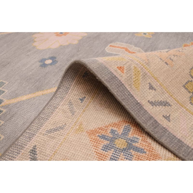 ECARPETGALLERY Hand-knotted Modern Oushak Dark Grey Wool Rug - 8'11 x 11'10