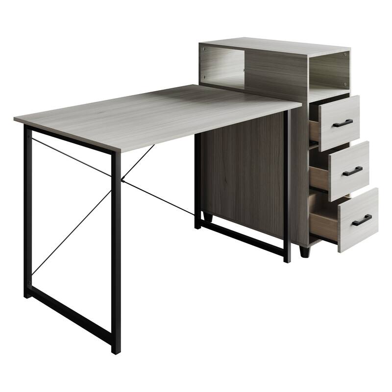 CraftPorch Shabby Chic Writing Desk with Side Cabinet