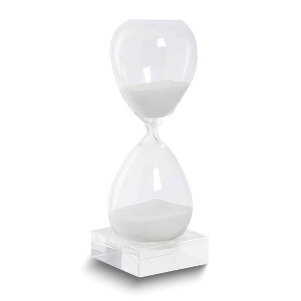 Curata White Sand HandBlown Glass 30Minute Hourglass with Stand Bed