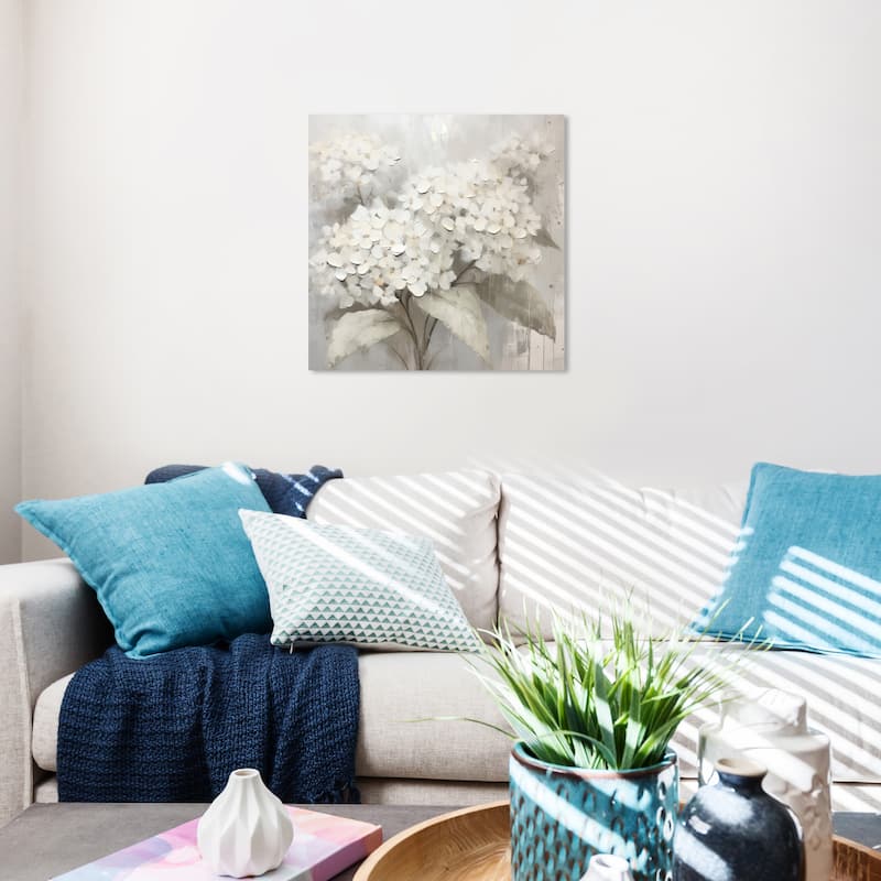 Wynwood Studio Canvas Floral and Botanical Bridals Flowers White and Light Gray Farmhouse Wall Art Canvas Print - 20 x 20