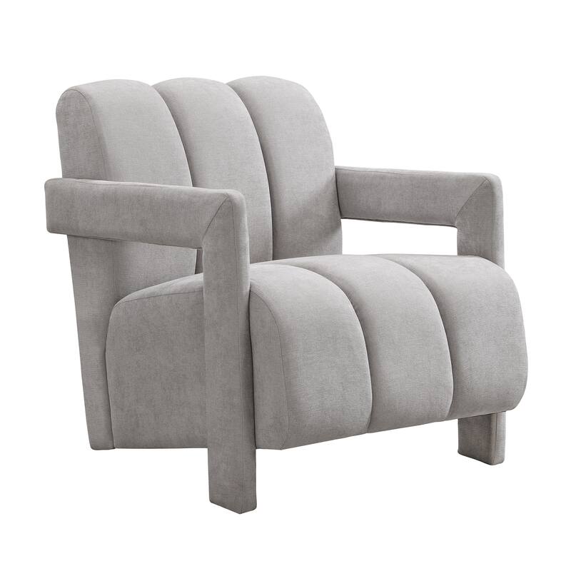 Polyester Modern Minimalist Armchair with L-Shaped Armrests, Thick Cushioning, and Durable Fabric