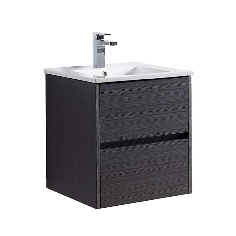 Blossom Valencia Floating Bathroom Vanity with Ceramic Sink - 24 Inch - Silver Grey