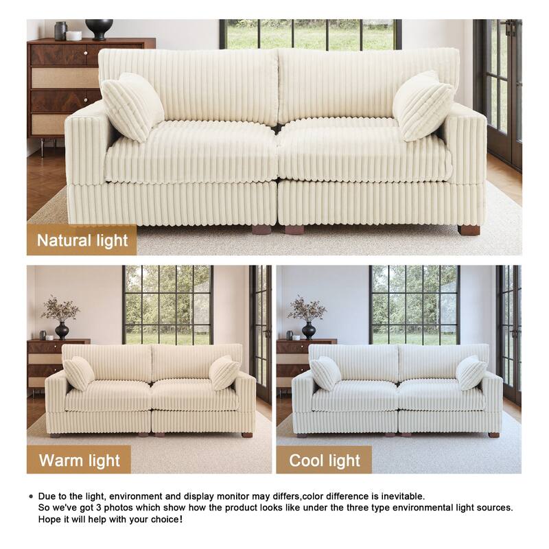 80"W Plush Modular Sectional Sofa with Pillows for Living Room