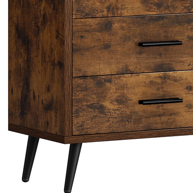 Rustic TV Stand for 65" TV, Entertainment Center with 6 Storage Drawers