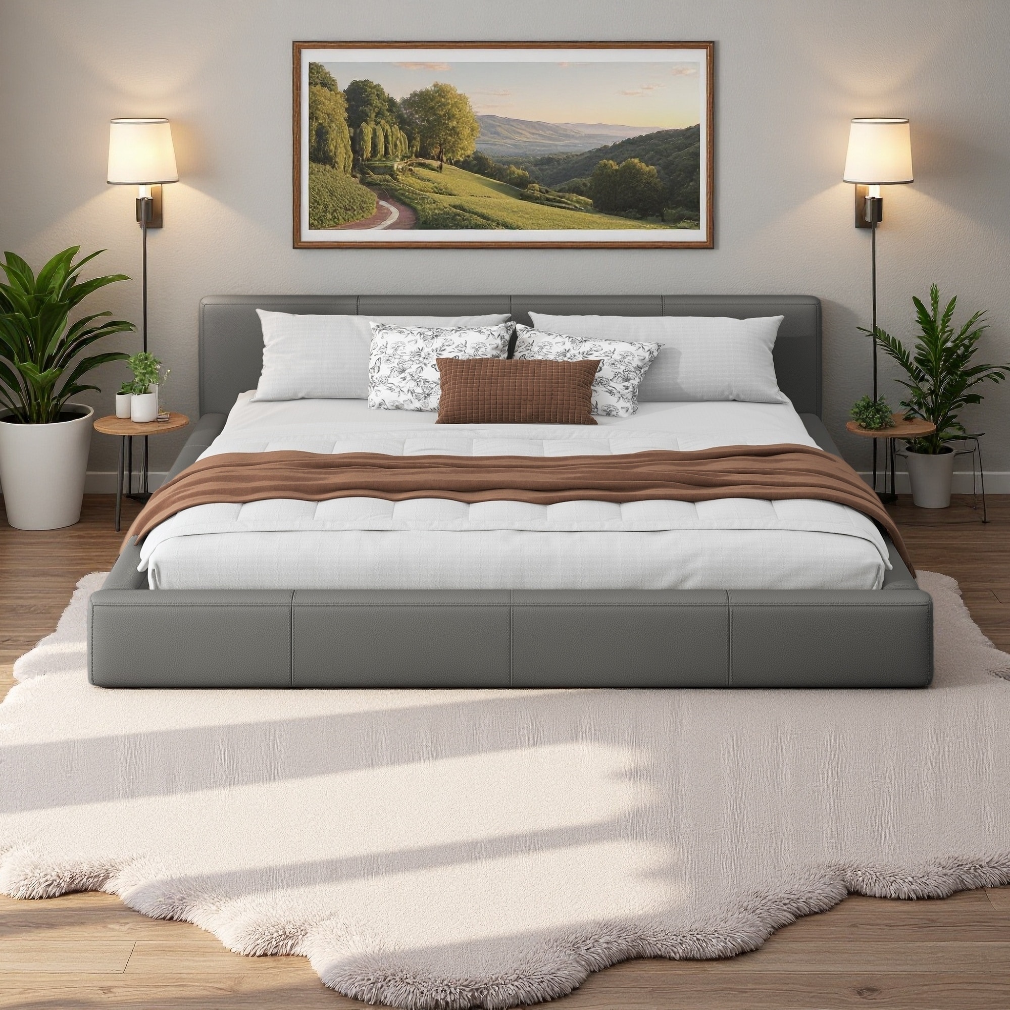 Upholstered Platform Bed with Stylish Finish