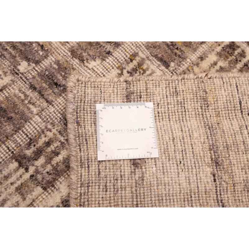 ECARPETGALLERY Hand Loomed Elysian Taupe Wool Rug - 6'5 x 9'11