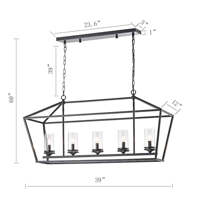 Thereus Modern Black Brushed Coffee 5-Light Chandelier