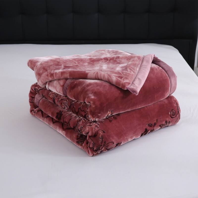 Reversible 10.5 Pounds Plush Fleece Blankets, 2 PLY A&B Design 87" x 95" Bed Blankets for Winter