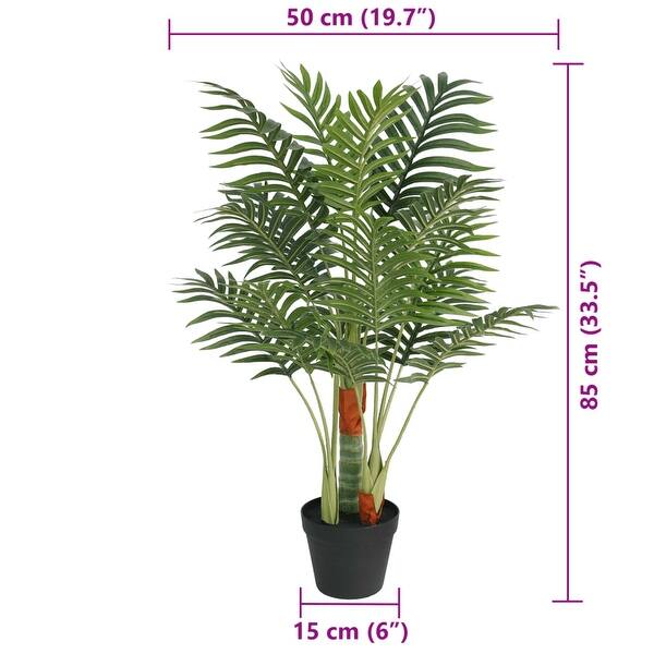 dimension image slide 1 of 3, vidaXL Artificial Palm Tree with 3 Trunks Green 33.5"/47.2"/70.9" PP