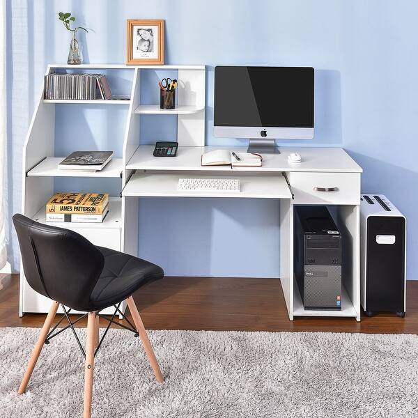 Merax Multifunctional Computer Desk With Cabinet Storage Drawer Pull Out Keyboard Tray Today
