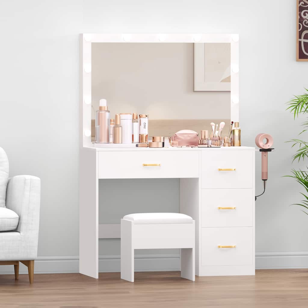 Moasis Makeup Vanity with 4 Drawers - 35.4"L x 23.6"W x 53.5"H