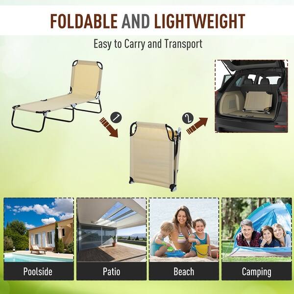 Outsunny 3 Position Adjustable Backrest Chaise Chair Lounger With Lightweight Frame Great For Pool Or Sun Bathing Overstock 30971811