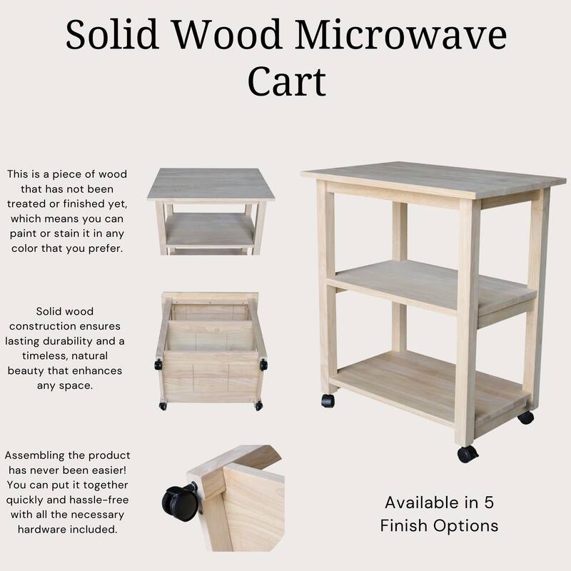 Porch & Den Estelle Solid Wood Microwave Kitchen Cart