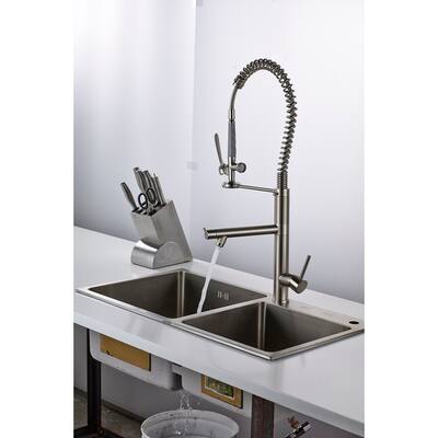 Pull Down Single Handle Kitchen Faucet with Two Nozzles