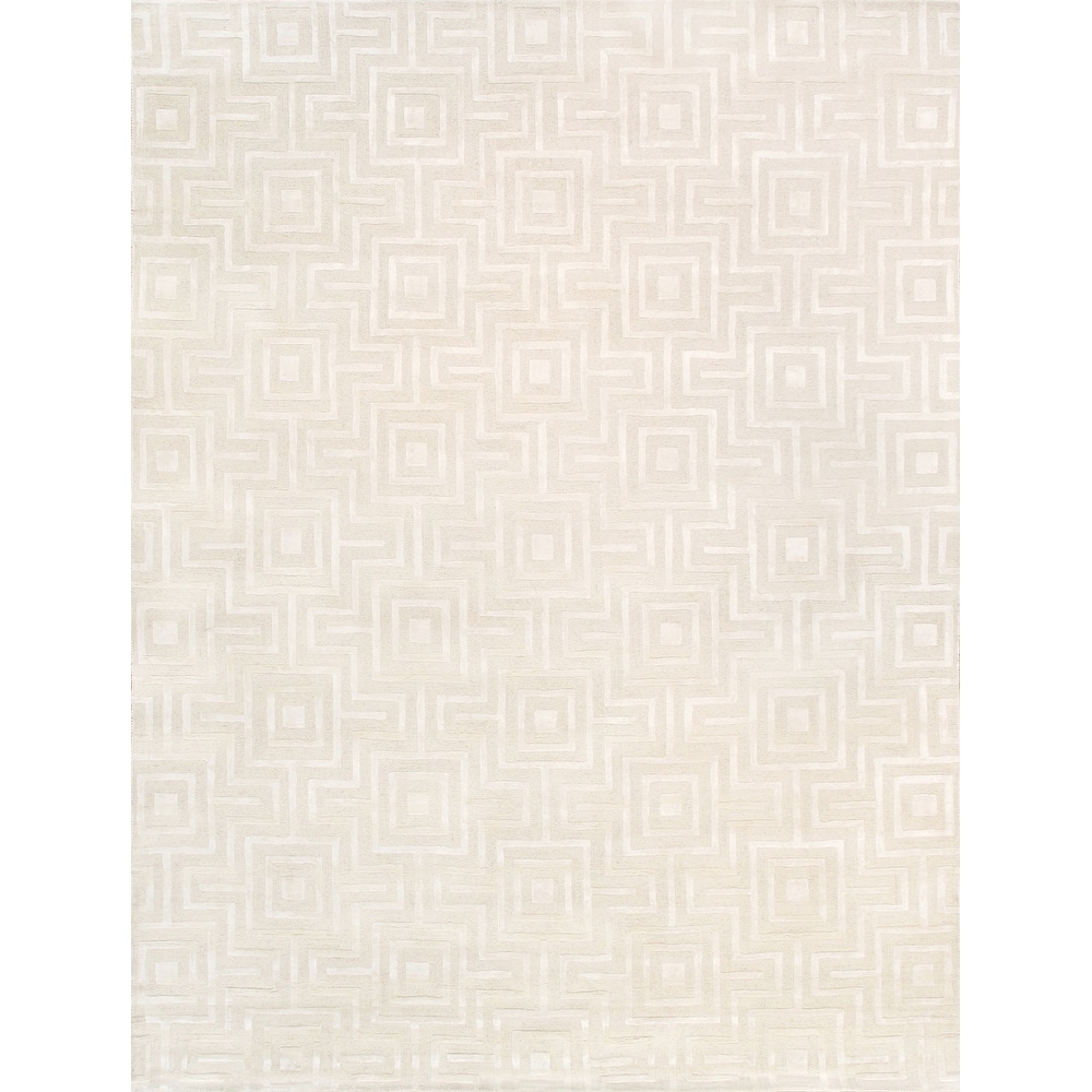 Pasargad Home Edgy Hand-Tufted Ivory BSilk & Wool Area Rug
