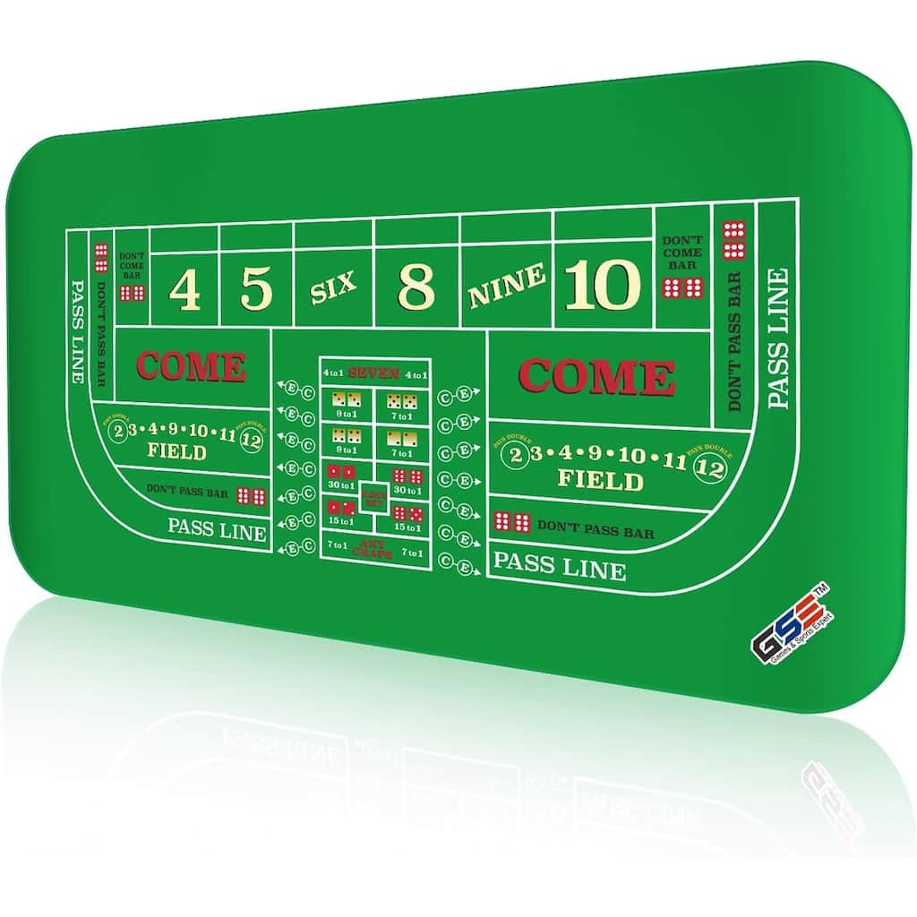 GSE™ 70"x35" Casino Craps Layout Mat with Carrying Bag, Non-Slip Rubber Craps Tabletop Cover
