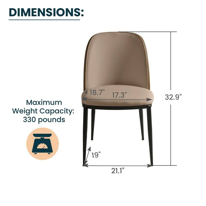 Tule Modern Velvet, Leather, or Suede Fabric Upholstered Dining Chair with Metal Legs for Home, Cafe, Restaurant (Set of 2)