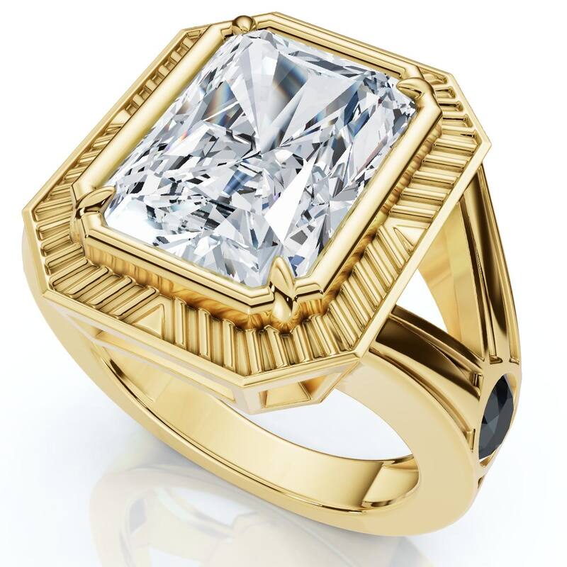 Bliss Diamond Certified 5 1/2Ct Elongated Radiant Cut Engagement Ring Gold Lab Grown - 4.5 - Yellow