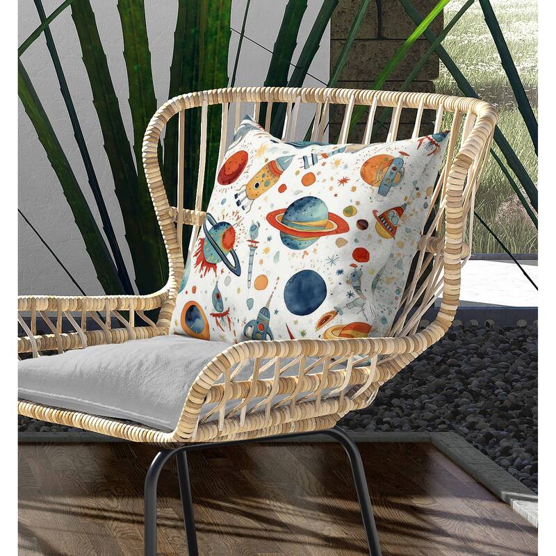 Infinite Horizons Indoor/Outdoor Reversible Throw Pillow White and Blue